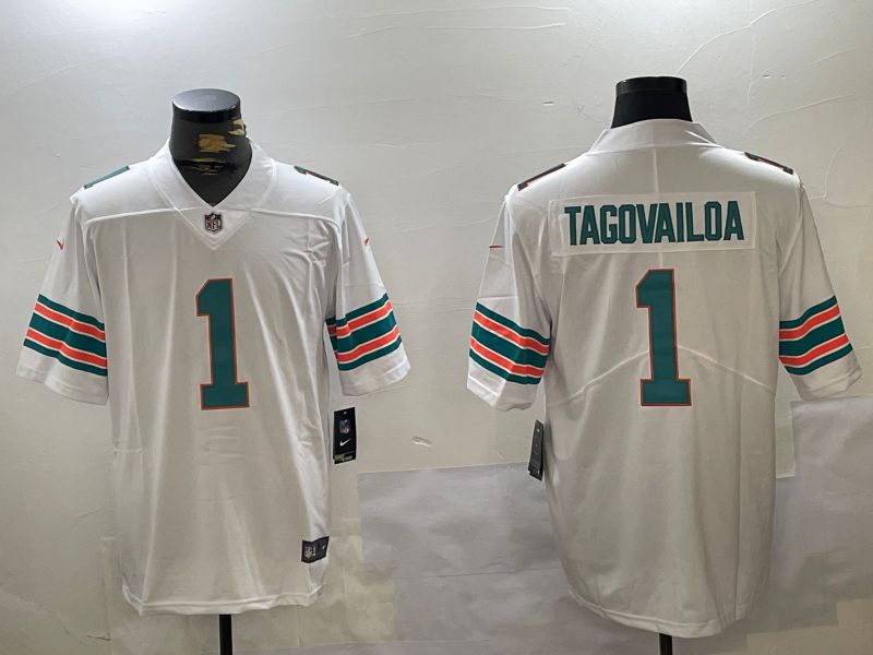 Men Miami Dolphins #1 Tagovailoa White 2024 Nike Vapor Limited NFL Jersey style 1->miami dolphins->NFL Jersey